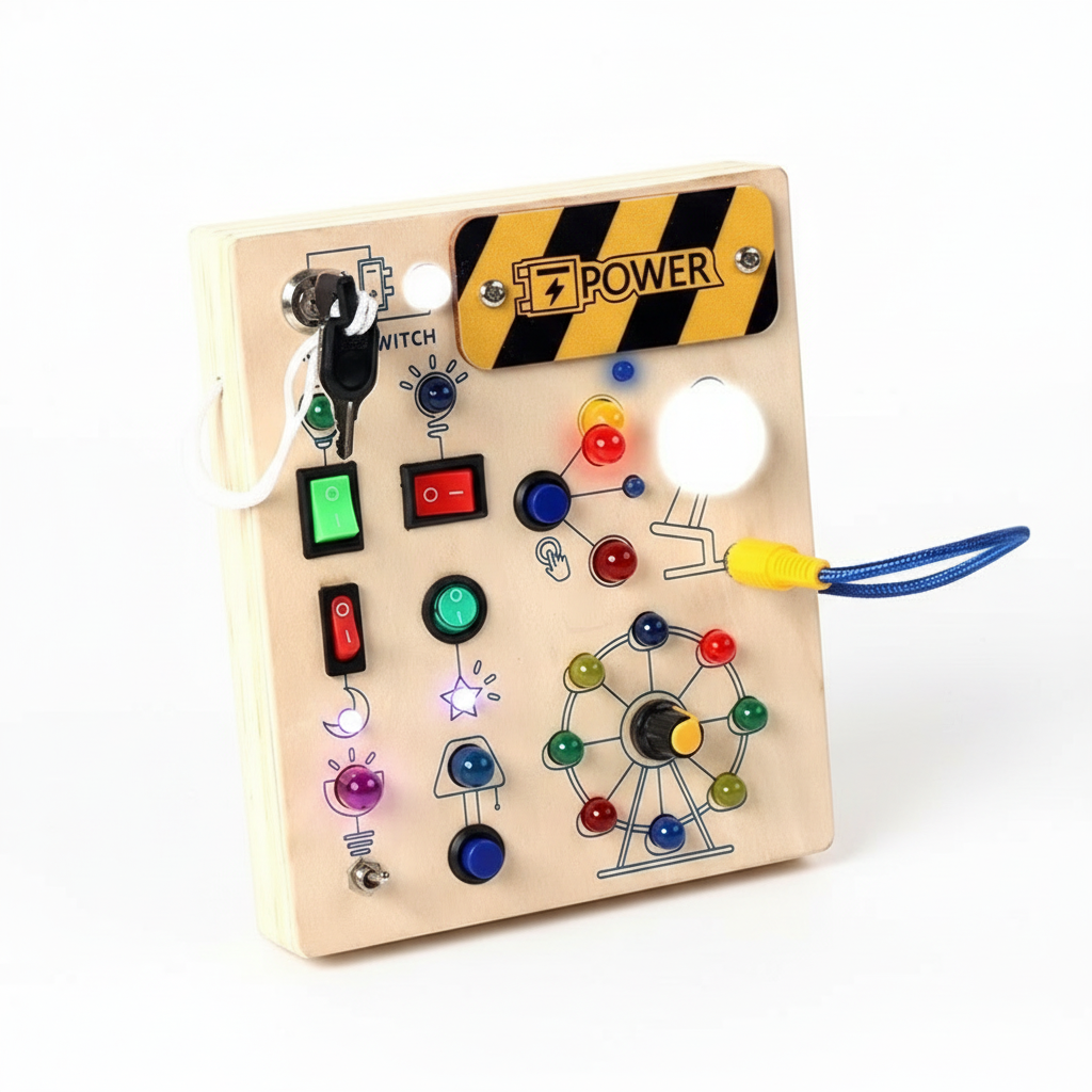 Shamashoko Montessori Busy Board With Button LED Lights